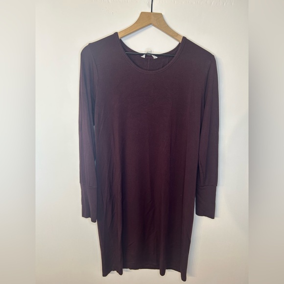 Athleta Women’s Crossover Long Sleeve Sweatshirt Dress in Burgundy, Size Medium - Picture 2 of 8